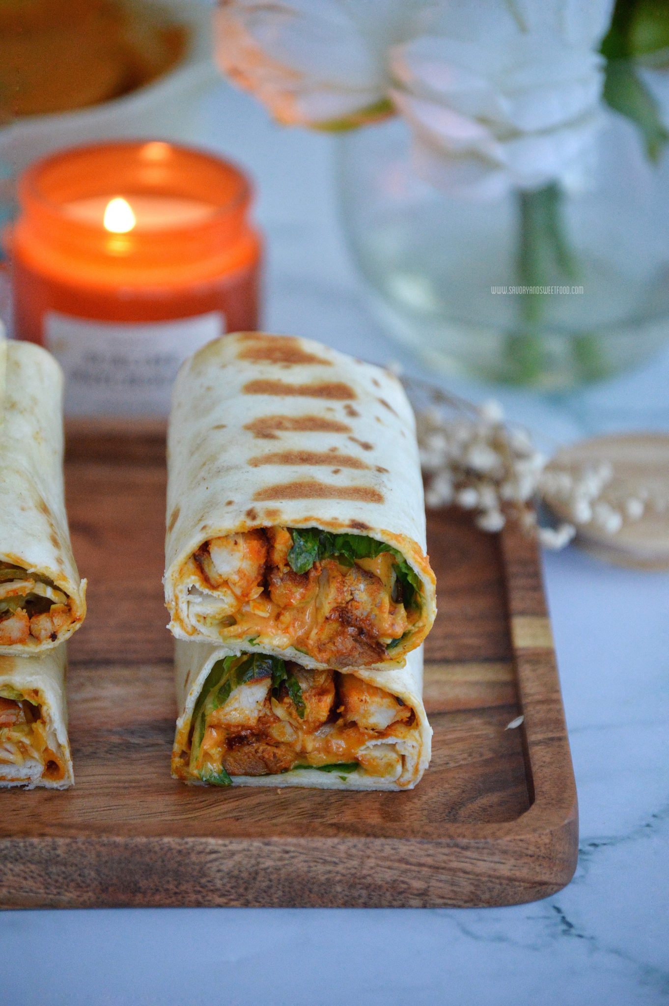 Chicken Kebab Wraps with Special Spicy Sauce Savory&SweetFood