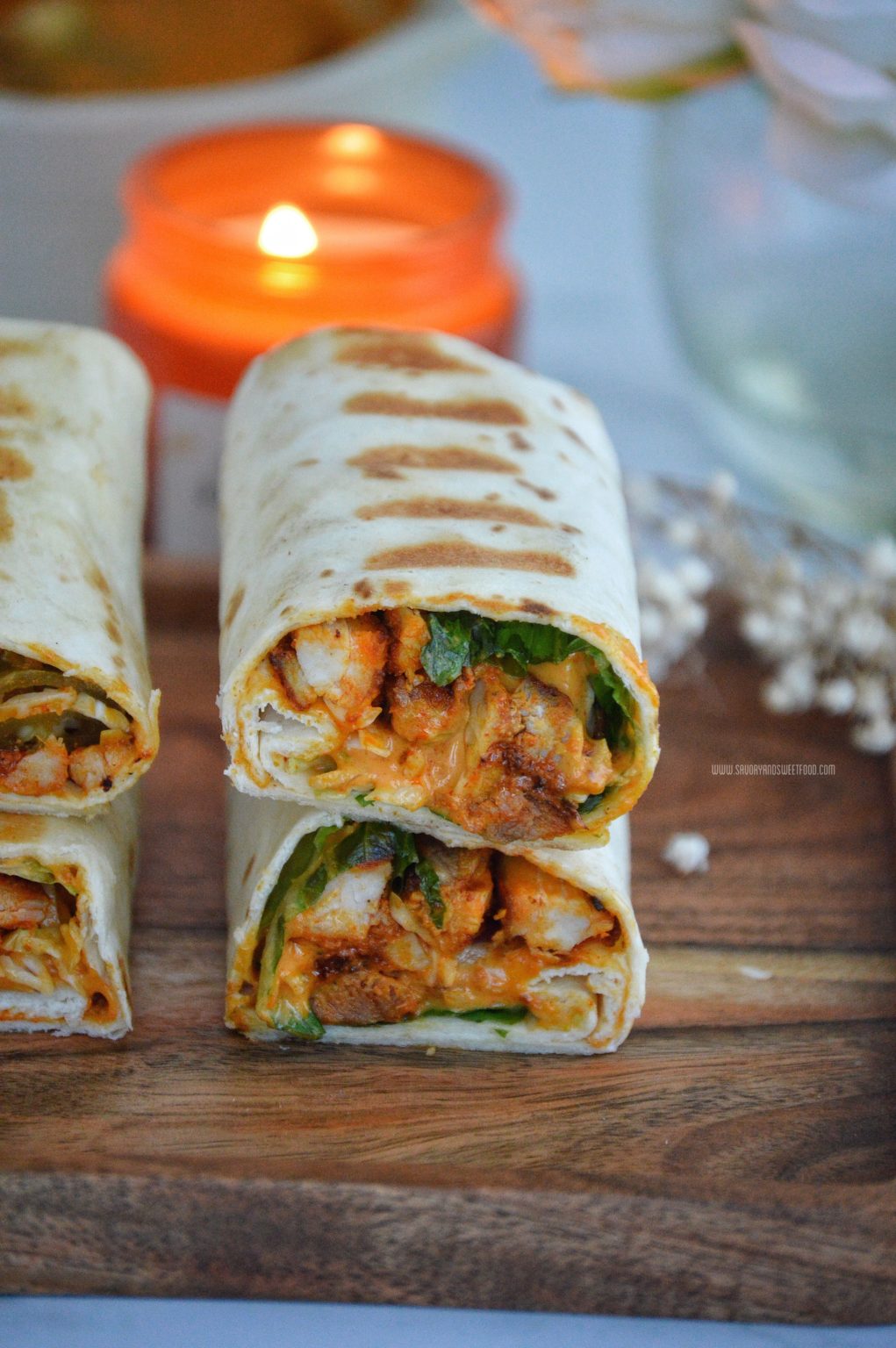 Chicken Kebab Wraps with Special Spicy Sauce Savory&SweetFood
