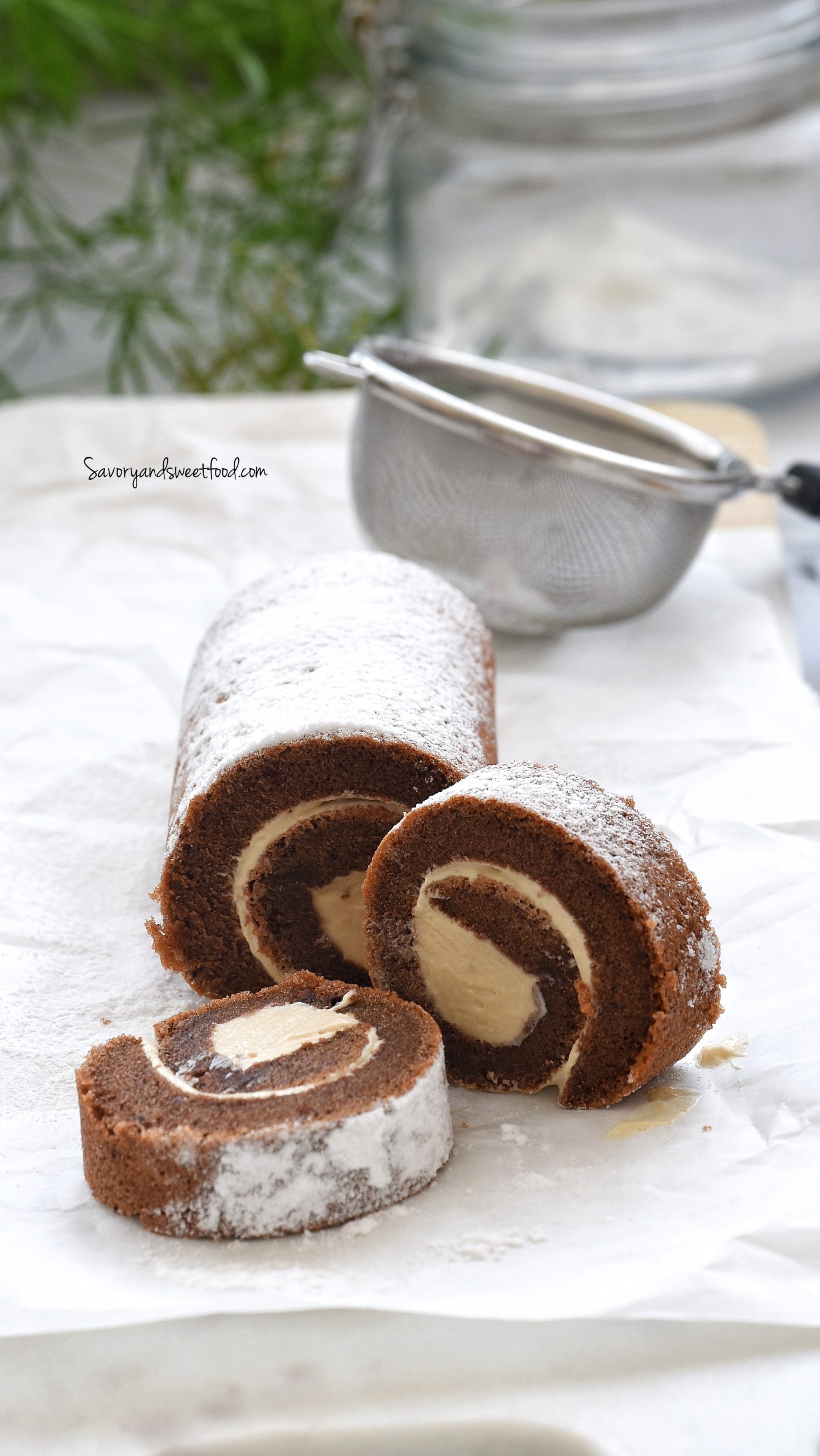 Chocolate Swiss Roll (in pan) with Lotus Pudding Cream